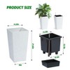 Rectangular Planters Set of 2 Large Modern Plant Pots with Drainage Holes＆Water Level Monitor＆Wheels Outdoor and Indoor for Patio, Porch - 3 of 4