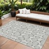 Graphite Gray And Silver Geometric Washable Indoor Outdoor Area Rug - 2 of 4