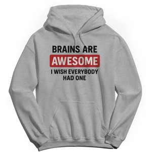 Rerun Island Men's Brains Are Awesome Long Sleeve Graphic Cotton Sweatshirt Hoodie - 1 of 4