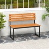 Tangkula Outdoor Bench Acacia Wood Patio Loveseat w/ Backrest & Heavy Duty Metal Frame Black - 4 of 4