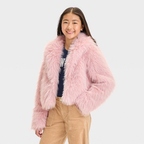 Girls Short Faux Fur Jacket Art Class Pink Xxl Target