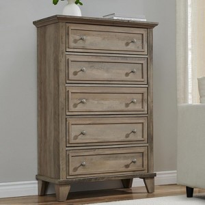 Acekool 48” Tall White Dresser, 5-Drawer Chest for Bedroom, Vintage Storage Cabinet for Closet, Living Room, Hallway - 1 of 4