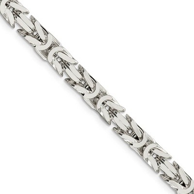 Black Bow Jewelry Men's 6mm, Sterling Silver, Solid Byzantine Chain Necklace