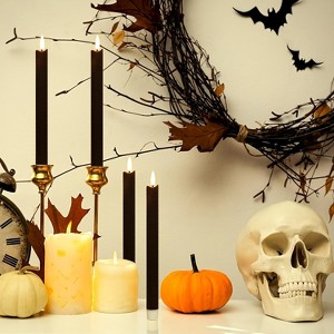 Flameless Black Taper Candles Flickering with 10-Key Remote, LED Warm 3D Wick Light Window Candles Real Wax Pack of 6, Christmas Home Wedding Decor - 1 of 4