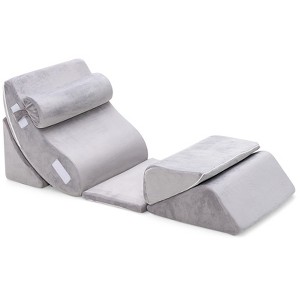 Costway 6PCS Wedge Pillow Set, Multi-angle Orthopedic Bed Pillow Kit Velvet Cover for Back Neck Leg - 1 of 4