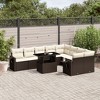 vidaXL 10 Piece Patio Sofa Set with Cushions - Brown and Cream - 2 of 4
