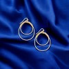 Slickblue Women's Drop Earrings, Metal Oval Hoops with Wire Wrap Detail, Lightweight Design, Gold/Silver, 2.5" - 2 of 3
