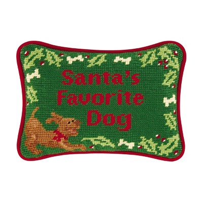 C&F Home 6.5" x 9" Santa'S Favorite Dog Needlepoint Petite Pillow