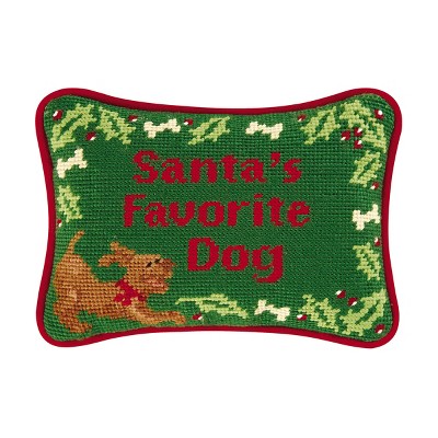 C&F Home 6.5" x 9" Santa'S Favorite Dog Needlepoint Petite Pillow