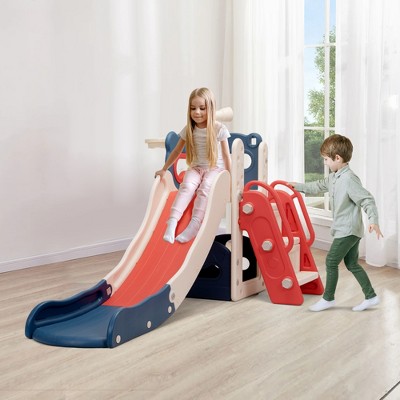 Infurnic Baby Activity Gyms 5-in-1 Entertainment Center, Slide, Climber, Indoor-Outdoor Playset, Gift for Kids Aged 2-8, Multicolored, 41"*21"*11"