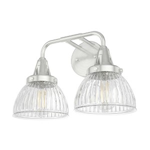 Hunter Fans 8.25" Cypress Grove Wall Light Brushed Nickel Fluted Glass 2-Bulb Vanity Fixture for Modern & Traditional Spaces - 1 of 2