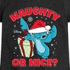 Girls' - Lilo and Stitch - Naughty Or Nice Christmas Fitted Short Sleeve Graphic T-Shirt - 2 of 4