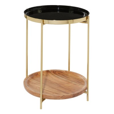 Contemporary Mango Wood Accent Table Gold - Olivia & May