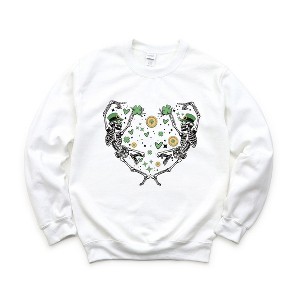 Simply Sage Market Women's Graphic Sweatshirt Skeleton St. Patrick's Heart - 1 of 4