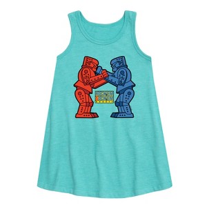 Girls' - Rock 'Em Sock 'Em Robots - Rock 'Em Robots Graphic Sleeveless Aline Dress - 1 of 3