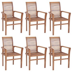 vidaXL Dining Chair Set of 6 Teak and Blue - 1 of 4