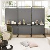 Costway 3-Panel Room Divider with Storage Shelves 6FT Tall Folding Privacy Screen on Wheels Black/White/Gray/Brown - 2 of 4
