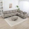 Aortzio 129.14"W Upholstered Sectional Sofa,Storage Couch,With USB Charging Station - 3 of 4
