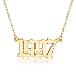 Turandoss Birth Year Pendant Necklace for Women, Old English Birth Year Number Gold Necklace, Birthday Gifts for Women, Christmas Gifts, 18+2In - 1 of 4
