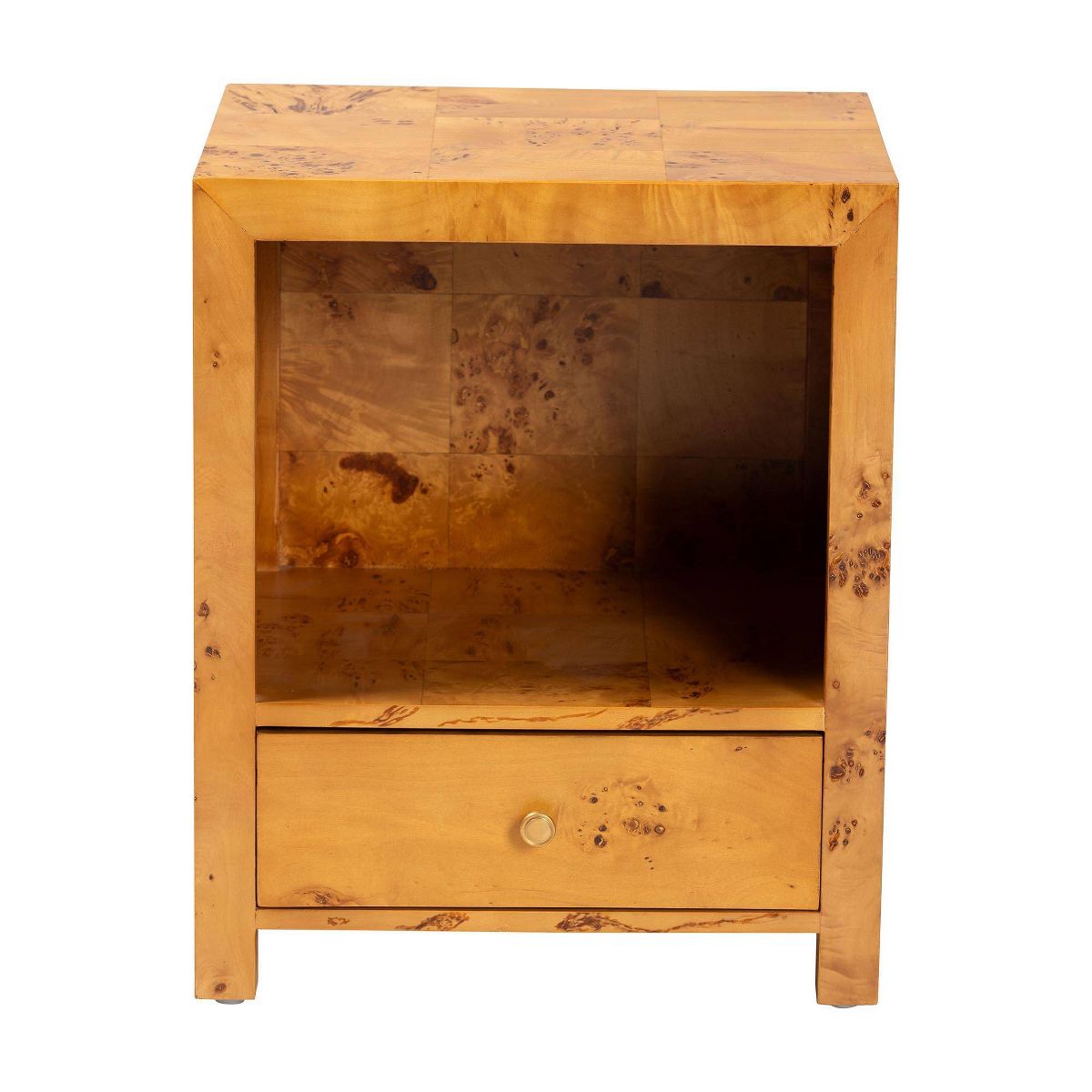 bali & pari Camira Wood 1 Drawer Nightstand Light Mappa Burl - thumbnail 2