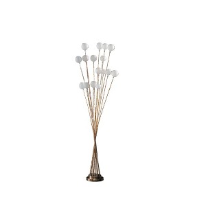 61.5" In 16-Light Acrylic Globe Aluminun Led Chrysanthe Yellow Gold Metal Floor Lamp - 1 of 4