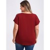 GRACE & GRANDEUR Women's Plus Size Front Pleated V Neck Slit Sleeve Cold Shoulder Summer Blouses - 3 of 4