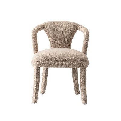 Manhattan Comfort Palmer Modern Tweed Upholstered Dining Armchair Gold Dust