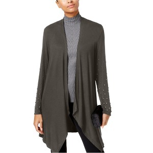 I.N.C International Concepts Womens Studded-Sleeve Cardigan Sweater, Grey, X-Small - 1 of 1