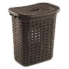 Sterilite Plastic Wicker Weave Dirty Clothes Laundry Hamper Bin with Lid, Espresso Brown (4 Pack) - 2 of 4