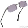 grinderPUNCH Small Slim 90's Popular Nineties Rectangular Sunglasses Clear Rimless Eyewear (Gold Frame - Brown) - 2 of 3