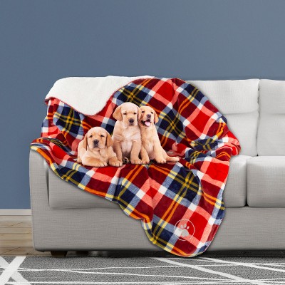 Large Red Plaid Waterproof Outdoor Pet Blanket