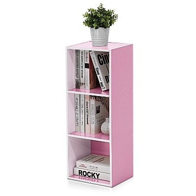 Whimsical White/Pink Wooden 3-Tier Storage Shelf for Kids