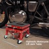 Motorcycle Lift Table, 300 Lb Heavy Duty ATV Jack with Wide Deck & J-Hooks - Foot Operated Scissor Stand Red - 2 of 4