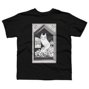 Boy's Design By Humans Ghost cat the Keeper of the Crypt By runcatrun T-Shirt - 1 of 2