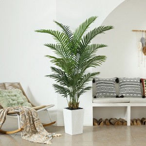 DR.Planzen 72" Artificial Palm Tree - 6FT UV Resistant Fake Plant with14 Silk Leaves & 15.7" Planter for Indoor House Plants, Tall Faux Trees 1 Pack - 1 of 4