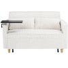 Okak Modern Corduroy Pull-out Sofa Bed Convertible Loveseat Sleeper Couch Futon with Movable Tabletop & USB ports for Living Room Bedroom, Beige - 4 of 4