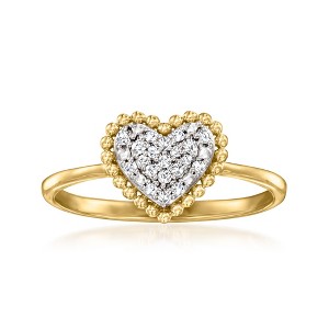 Ross-Simons 0.10 ct. t.w. Pave Diamond Heart Ring in 18kt Gold Over Sterling - 1 of 4