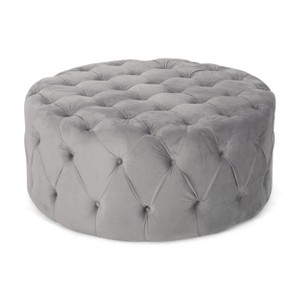 NicBex Modern 40" Round Ottomans Velvet Footstools with Button Tufted Stitching for Bedroom and Living Room - 1 of 4