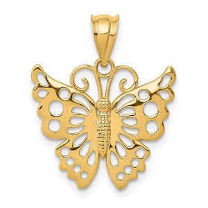 Black Bow Jewelry 14k Yellow Gold Cutout Butterfly Pendant, 19mm - 1 of 4