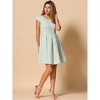 Allegra K Women's Plaid Round Neck Cap Sleeve A-Line Vintage Pleated Dresses - 4 of 4