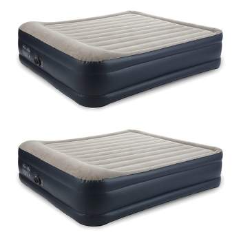 Intex Dura Beam King-Sized Deluxe Raised Inflatable Blow-Up Portable Firm Air Mattress Bed with Built-In Internal Air Pump (2 Pack)
