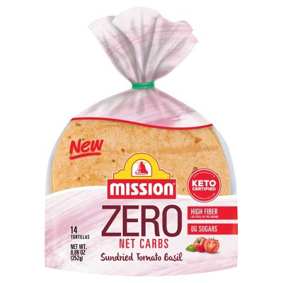 Mission Street Taco Size Zero Net Carbs Sundried Tomato Basil Flour Tortillas - 14ct/8.89oz