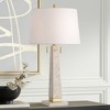 360 Lighting Lorena 29 1/4" Tall Modern Coastal End Table Lamp Pull Chain Sandstone Beige Brass Finish Metal Single White Shade Living Room Bedroom - 2 of 4