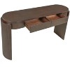 Gulches Entryway Console Table - Natural Wood Grain, Fluted Design, Oval Top, 2 Drawers, Espresso - 2 of 4
