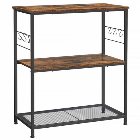 Brown and Black Kitchen Cart with Microwave Oven Stand Storage, Brown & Black