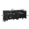 TIRAMISUBEST 65.2" Mid Century Modern Sideboard Buffet Cabinet with Storage, Symmetrical Geometric Accent Coffee Bar Wine Bar Storage Cabine, Brown - 4 of 4