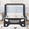 Twin Size Car-shaped Bed With Roof, Wooden Twin Floor Bed With Wheels And Door Design Inspired Bedroom Fun Bed Frames, For Toddlers Home Bedroom - 4 of 4