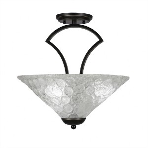 Toltec Lighting Zilo 3 - Light Flush Mount in  Dark Granite with 16" Italian Bubble Shade - 1 of 1