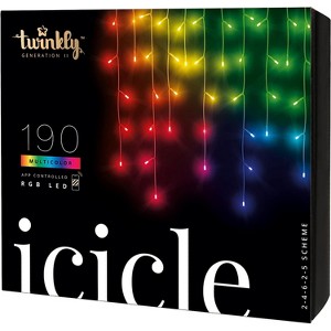 Twinkly Icicle App-Controlled LED Christmas Lights with 190 RGB (16 Million Colors) LEDs. Clear Wire. Indoor and Outdoor Smart Lighting Decoration - 1 of 4