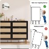 6-Drawer Rattan Dresser with Gold Legs and Handles, Modern Wide Chest of Drawers with Spacious Top and Anti-Tip Safety for Bedroom and Living Room - 3 of 4